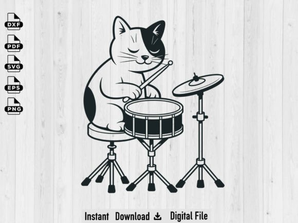 Download Cat Playing Drums SVG, Cricut Cut Files - Playing drums Collection