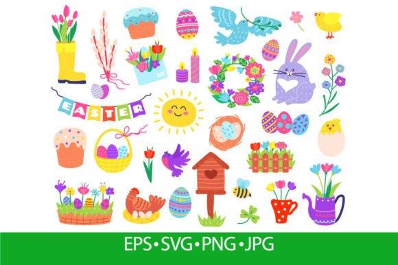 Download Cute Easter Elements, Hand Drawn Spring - Easter elements Collection