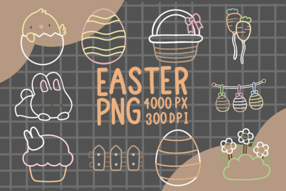 Download Outline Color Easter Elements PNG - Easter elements Collection