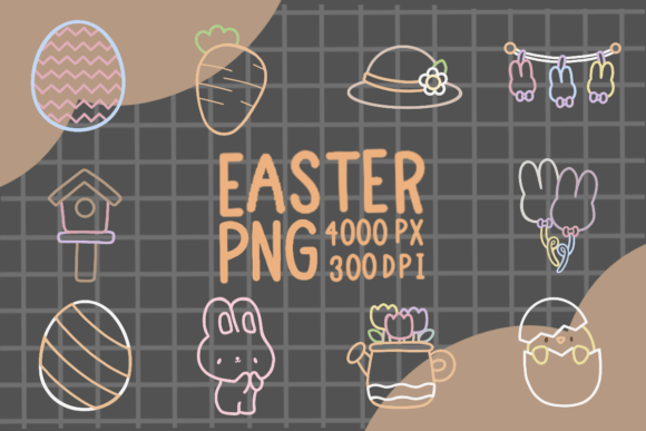 Download Outline Color Easter Elements Png - Easter elements Collection