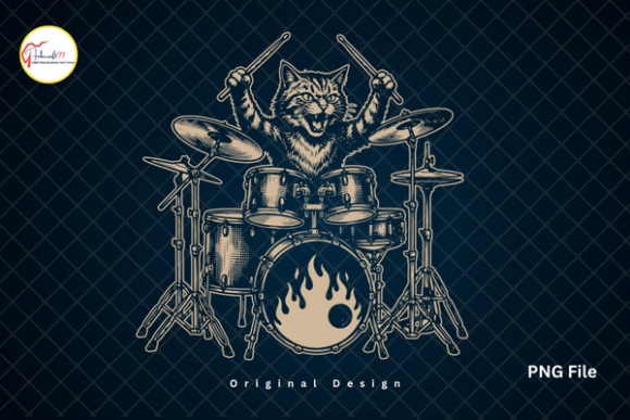 Download Funny Cat Playing Drums Drummer Tshirt - Playing drums Collection