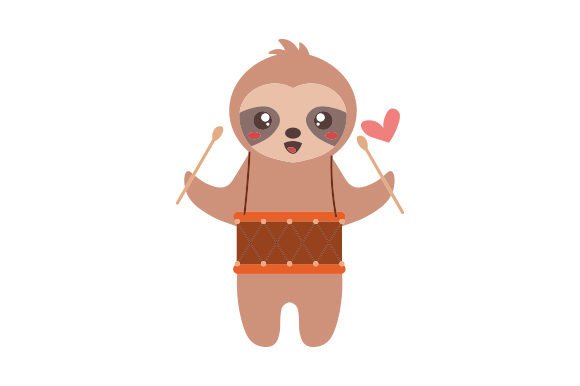 Download Sloth Playing Drums, Kawaii Style - Playing drums Collection